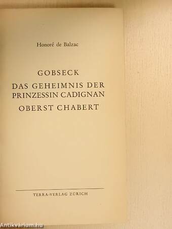 Gobseck/Das Geheimnis der Prinzessin Cadignan/Oberst Chabert