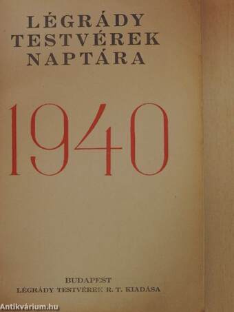 Légrády Testvérek naptára 1940