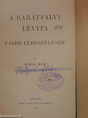 A barátfalvi lévita/Ujabb elbeszélések