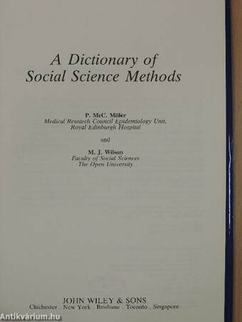 A Dictionary of Social Science Methods