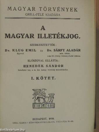 A magyar illetékjog I-II.