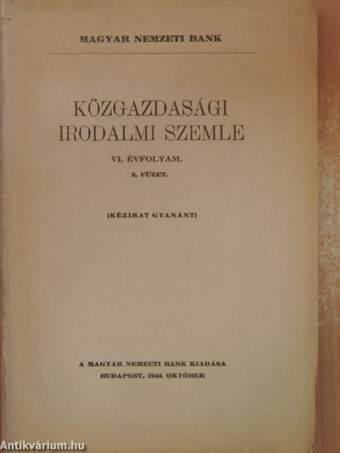 Közgazdasági irodalmi szemle 1945. október