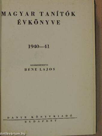 Magyar tanítók évkönyve 1940-41