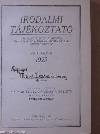 Irodalmi tájékoztató