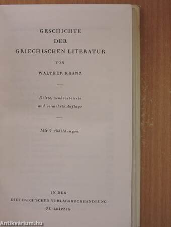 Geschichte der Griechischen Literatur