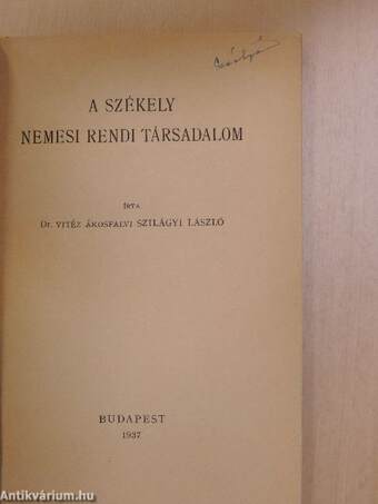 A székely nemesi rendi társadalom