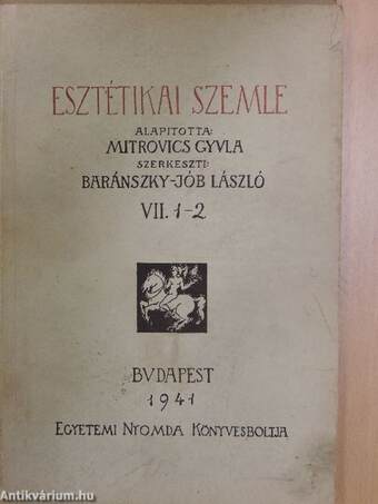 Esztétikai Szemle 1941/1-2.