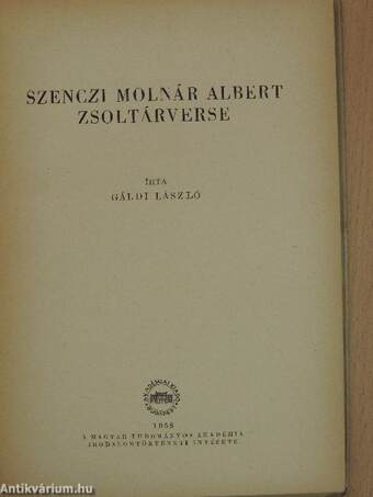 Szenczi Molnár Albert zsoltárverse