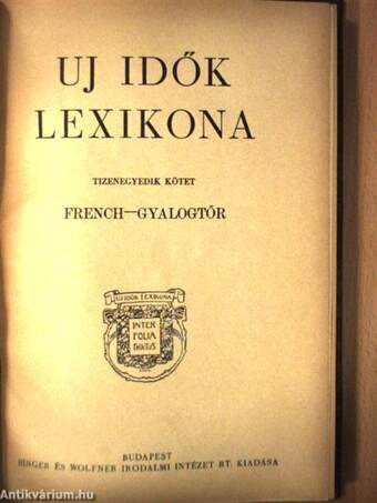 Uj idők lexikona 11. (töredék)