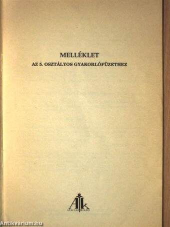 Melléklet az 5. osztályos helyesírási gyakorlófüzethez