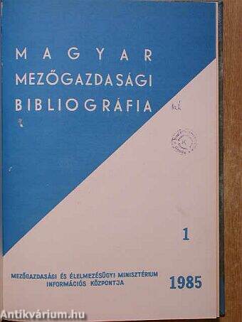 Magyar mezőgazdasági bibliográfia 1985/1-4.