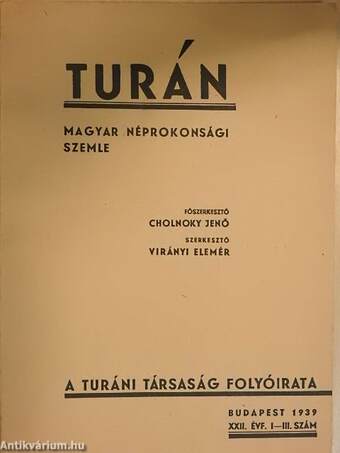 Turán 1939. I-III. szám