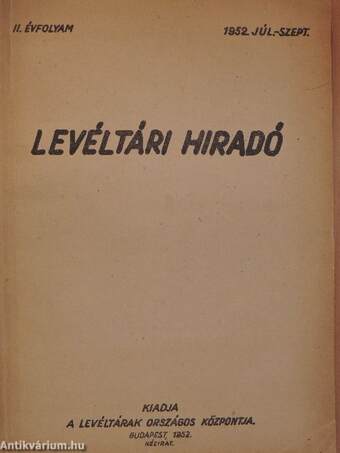 Levéltári híradó 1952. július-szeptember