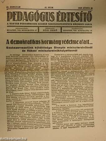 Pedagógus Értesítő 1948. június 15.