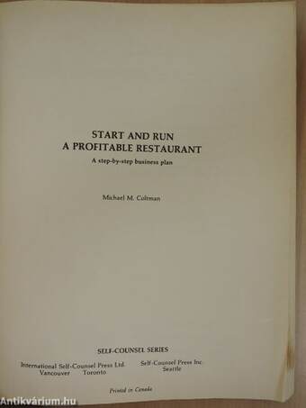 Start and run a profitable restaurant