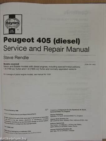 Peugeot 405 Diesel 1988 to 1996 (E to N registration)