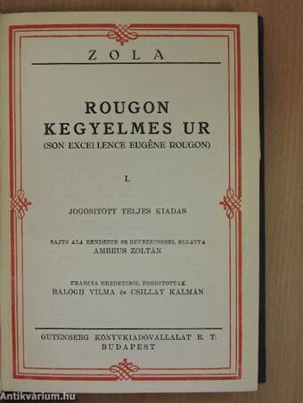 Rougon kegyelmes ur I-IV.