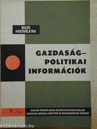 Gazdaságpolitikai Információk 1975. szeptember