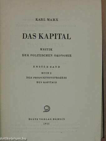 Das Kapital Erster Band Buch I. (töredék)