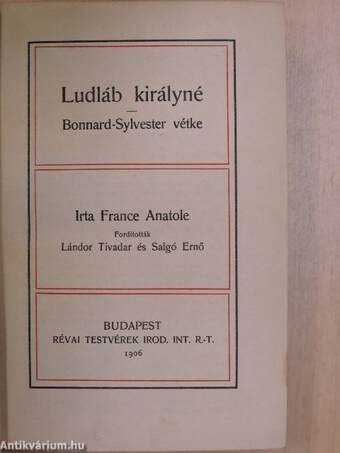 Ludláb királyné/Bonnard-Sylvester vétke