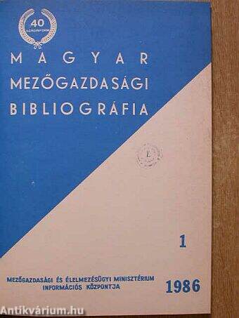 Magyar mezőgazdasági bibliográfia 1986/1-4.