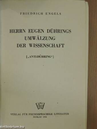 Herrn Eugen Dührings Umwälzung der Wissenschaft