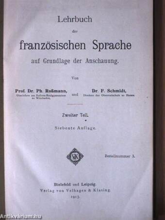 Lehrbuch der französischen Sprache Ausgabe A. II. Teil