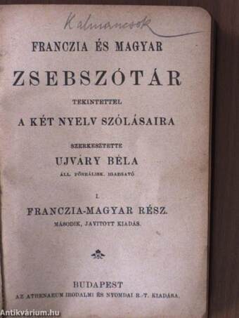 Franczia és magyar zsebszótár I.