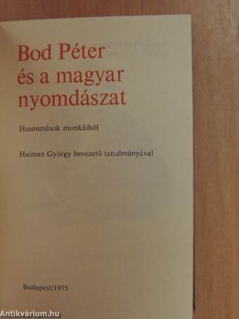 Bod Péter és a magyar nyomdászat (minikönyv) (számozott)