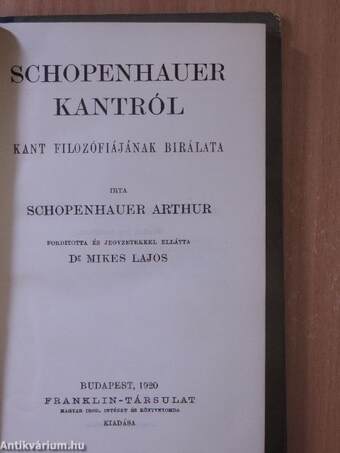 Schopenhauer Kantról