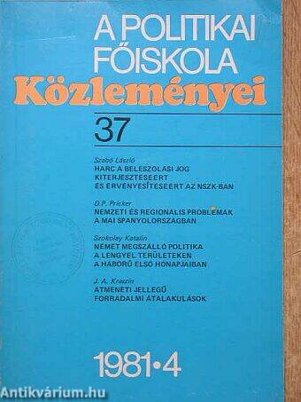A Politikai Főiskola Közleményei 1981/4