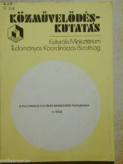 A kulturális fejlődés nemzetközi tezaurusza II. (töredék)