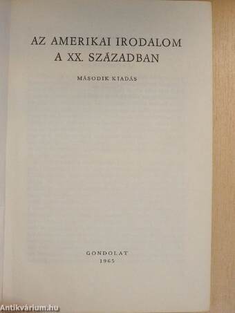 Az amerikai irodalom a XX. században