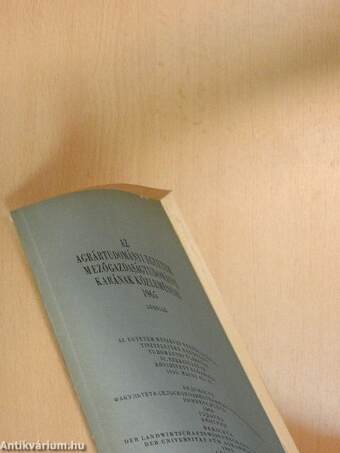 Az Agrártudományi Egyetem Mezőgazdaságtudományi Karának közleményei 1965 