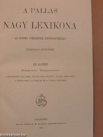 A Pallas Nagy Lexikona III. (töredék)