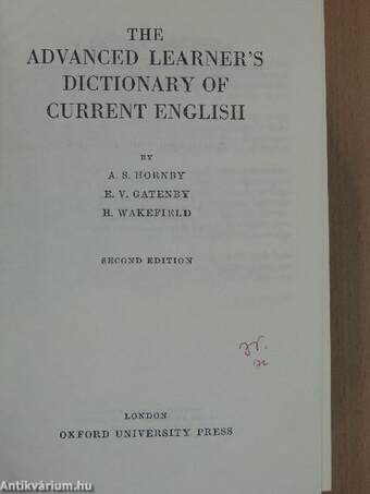 The Advanced Learner's Dictionary of Current English