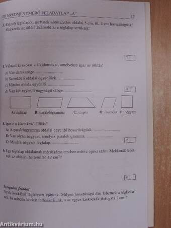 Matematika 5. felmérő füzet