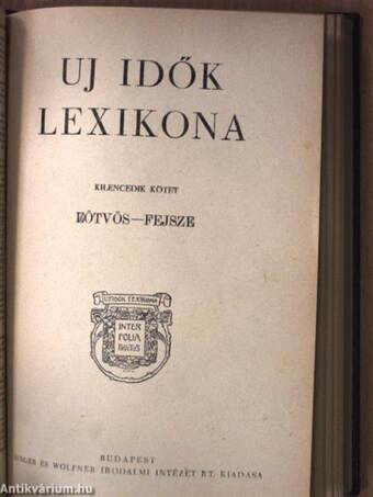 Uj idők lexikona 7-9. (töredék)