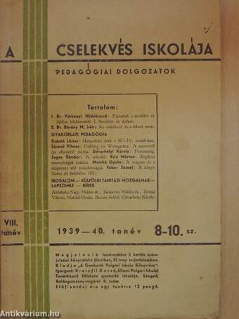 A Cselekvés Iskolája 1939-40/8-10.