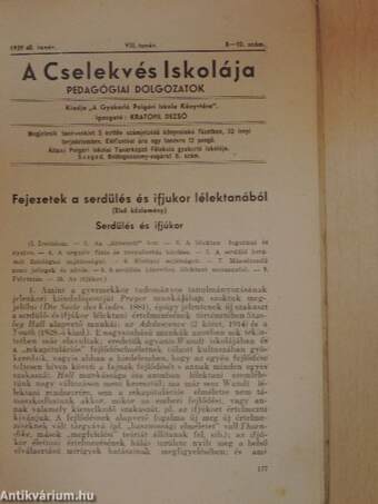 A Cselekvés Iskolája 1939-40/8-10.