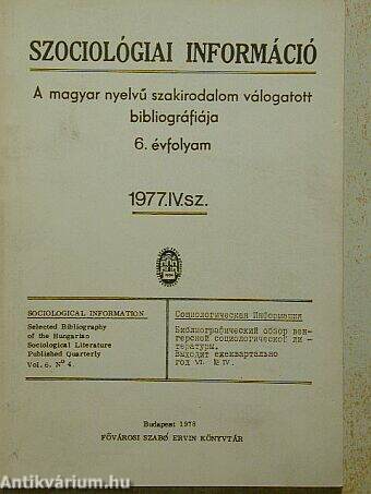 Szociológiai információ 1977/1-4.