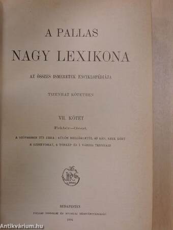 A Pallas Nagy Lexikona VII. (töredék)