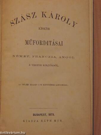 Szász Károly kisebb műfordításai III.