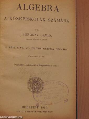 Algebra a középiskolák számára II.