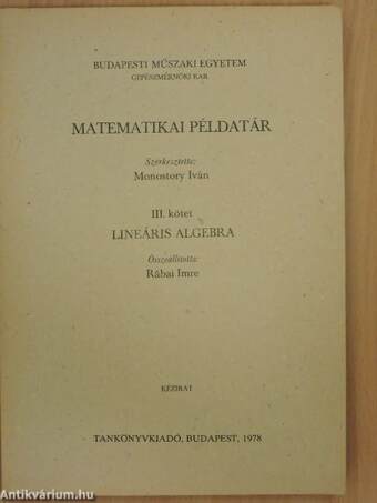 Matematika példatár III.