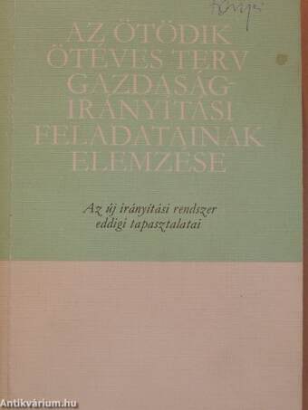 Az ötödik ötéves terv gazdaságirányítási feladatainak elemzése