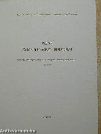 Magyar földrajzi folyóirat - Repertórium