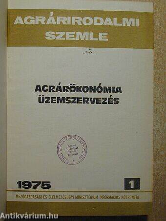 Agrárirodalmi Szemle különlenyomatai 1975/1-12.