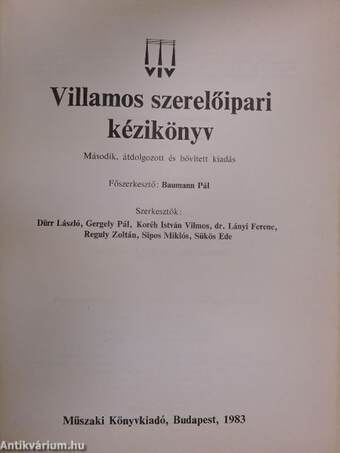 Villamos szerelőipari kézikönyv