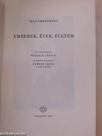 Emberek, évek, életem I. (töredék)